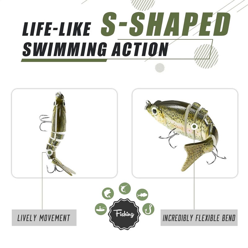 TRUSCEND Easy Catch SwimMax with BKK Hooks, Magic Noisy Wiggling and Vibrating Actions for More Bites, Lifelike Fishing Lures for Bass Trout Walleye Crappie, Strongest Dyneema Fiber Jointed Swimbaits - Image 3